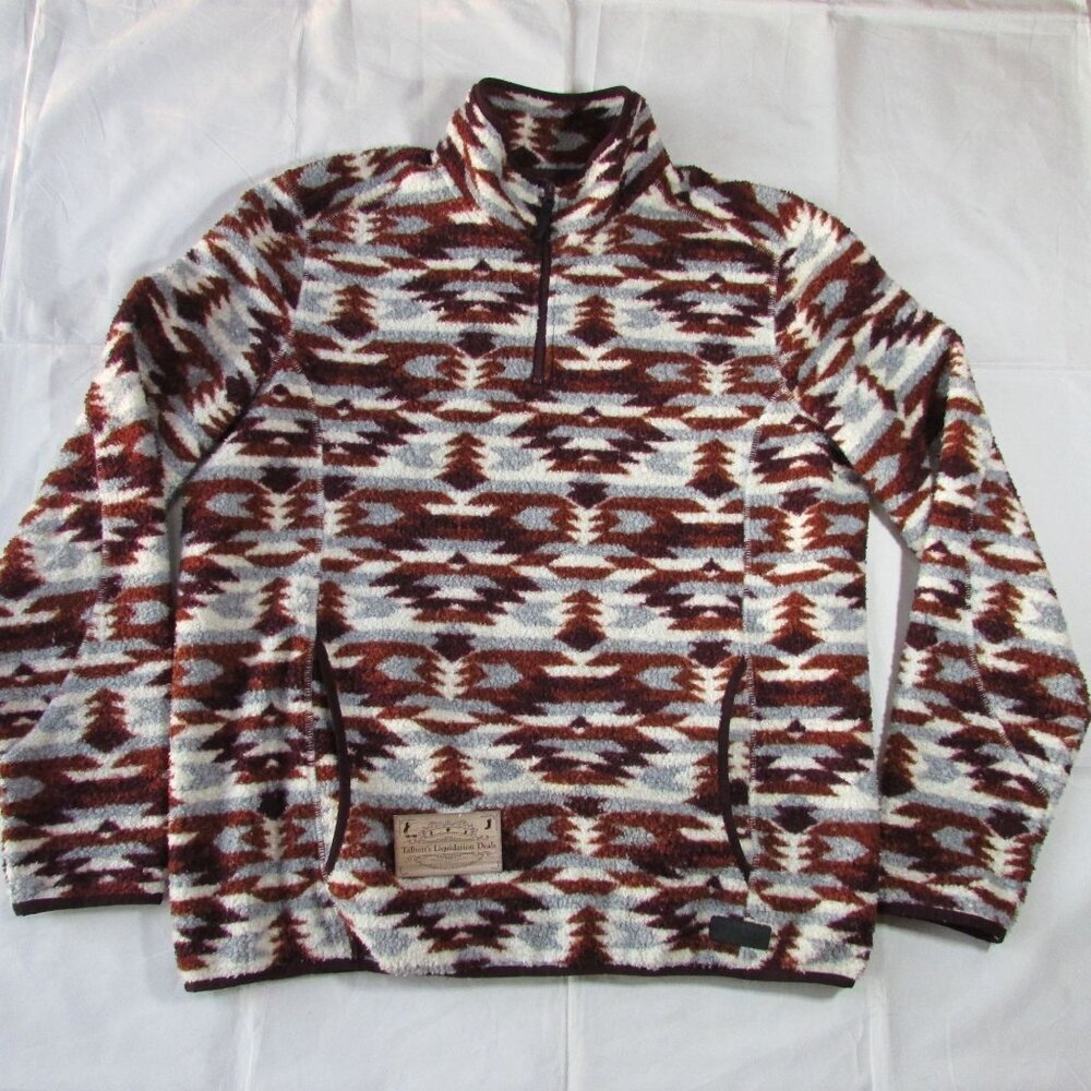 Rock & Roll Denim Men's XL Quarter Zip Aztec Print Berber Pullover Sweatshirt Ru
